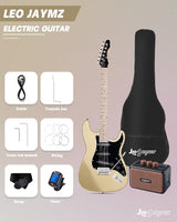 Leo Jaymz 39 Full Size ST Style Electric Guitar Starter Kit with SSH Pickup, 5W Portable Amp, Tuner, Gig Bag, Strap & Accessories (Violet Ocean)